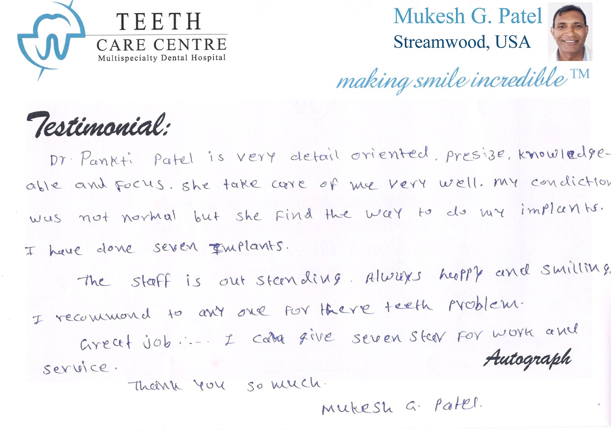 121 - Mukesh G Patel - Implant - Streamwood, USA