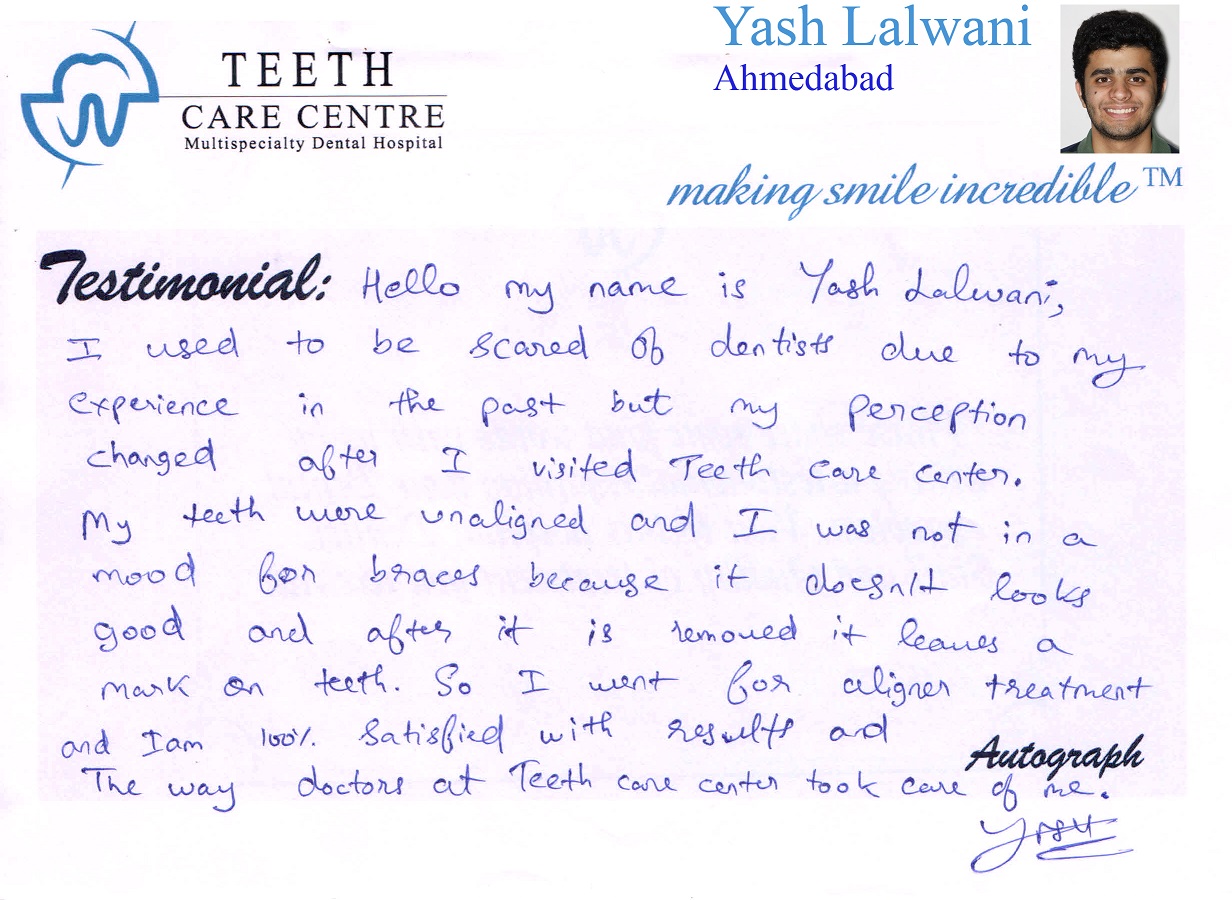 Yash Lalwani - Aligner - Ahmedabad - small - aligner invisalign ahmedabad nirav patel invisible braces orthodontist teeth care centre pankti patel