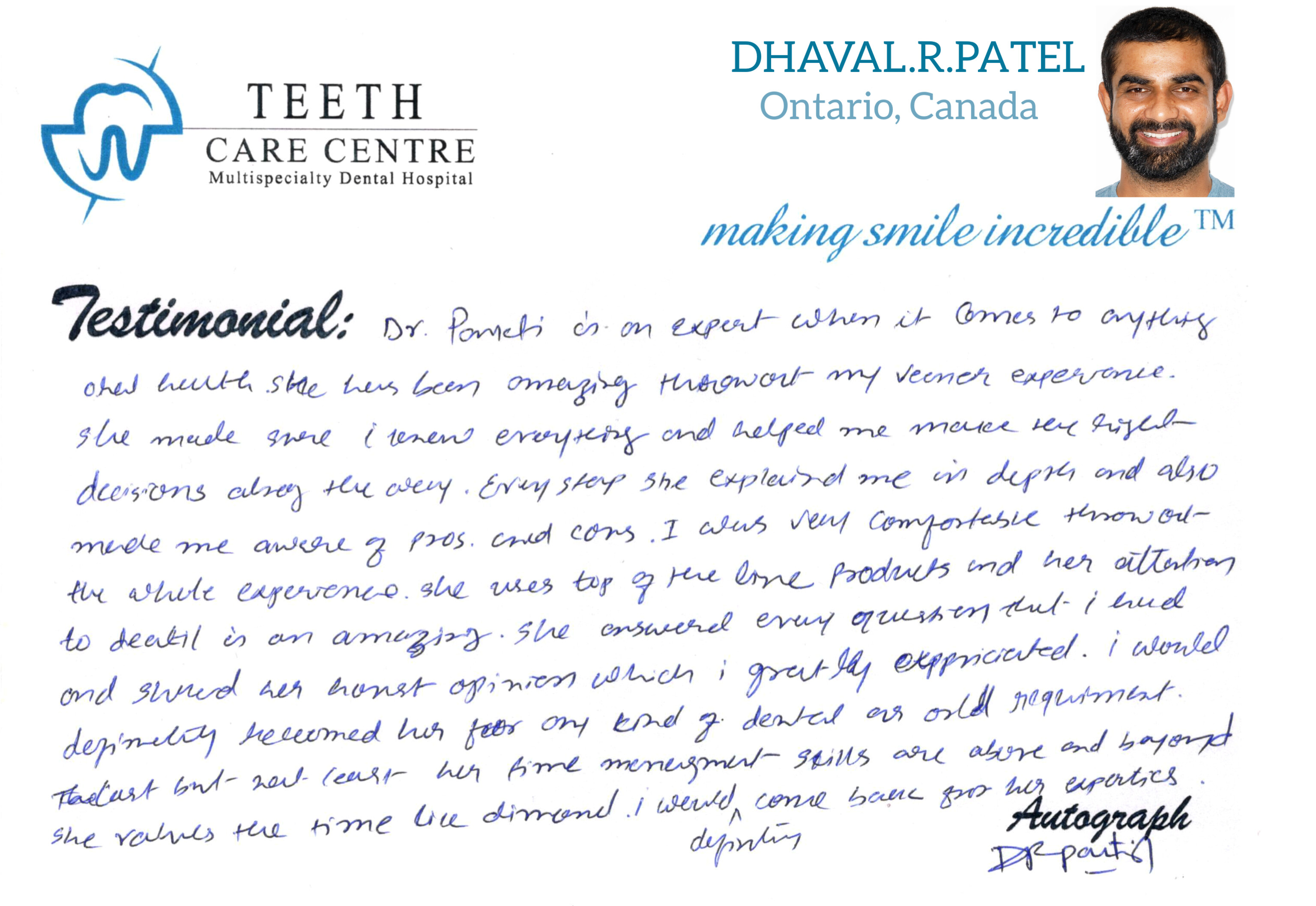 cosmetic dentist ahmedabad review testimonial best top porcelain veneer india abroad treatment emax